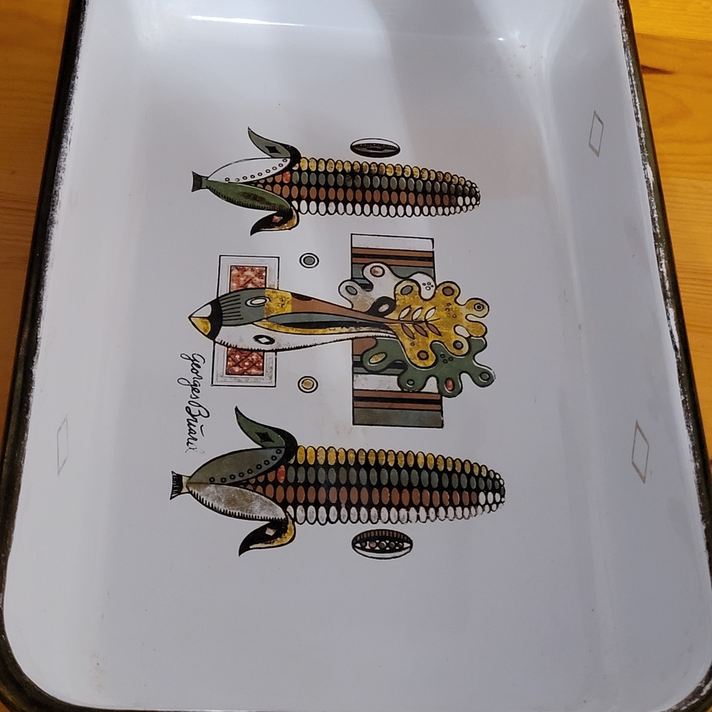 Vintage Metal Enamel Dish